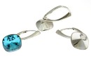Tortite argint 925 rodiat patrat click pt Swarovski 4470 de 10mm - x1per