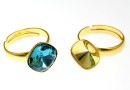 Ring base, rhombus, adjustable, gold-plated 925 silver, for Swarovski 4470 and 4461 12mm - x1