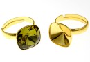 Ring base, square adjustable, gold-plated 925 silver, for Swarovski 4470 and 4461 12mm - x1