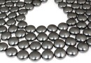 Swarovski disk pearls, dark grey pearl, 16mm - x2