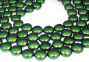 Perle Swarovski disc, scarabaeus green pearl, 10mm - x10