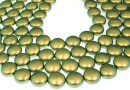 Perle Swarovski disc, iridescent green pearl, 14mm - x4