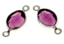 Swarovski, link pl. cu rodiu, oval, amethyst, 15mm - x2