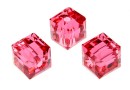 Swarovski, margele cub, indian pink, 6mm - x2