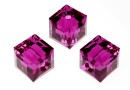 Swarovski, margele cub, fuchsia, 6mm - x2