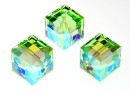 Swarovski, margele cub, chrysolite AB, 8mm - x1