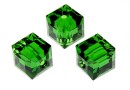 Swarovski, margele cub, dark moss green, 8mm - x1