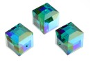 Swarovski, margele cub, emerald AB, 8mm - x1