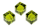 Swarovski, margele cub, olivine, 8mm - x1