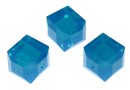 Swarovski, margele cub, caribbean blue opal, 6mm - x2