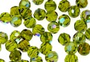 Swarovski, margele rotund fatetat, olivine AB, 4mm - x10