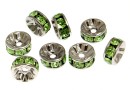 Swarovski, spacer, placat rodiu, peridot, 6mm - x2