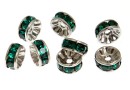 Swarovski, spacer, placat rodiu, emerald, 6mm - x2