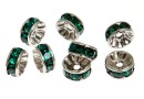 Swarovski, spacer, rhodium-plated, emerald, 6mm - x2