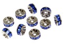 Swarovski, spacer, rhodium-plated, sapphire, 6mm - x2