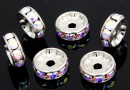 Swarovski, spacer, placat rodiu, aurore boreale, 10mm - x2