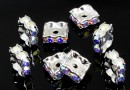 Swarovski, spacer, placat rodiu, aurore boreale, 6mm - x2