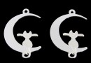 Link, crescent moon, tomcat, 925 silver, 22mm  - x1