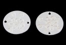 Link, floral coin, 925 silver, 15mm  - x1