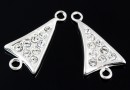 Link, triangle, crystals, 925 silver, 23mm  - x1