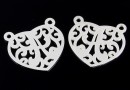 Link, heart, letter A, 925 silver, 15mm  - x1