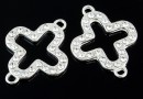 Link, cross crystals, 925 silver, 20mm  - x1