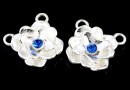Link, rose, crystal 925 silver, 12.5mm  - x1