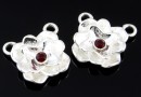 Link, rose, crystal 925 silver, 12.5mm  - x1