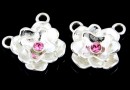 Link, rose, crystal 925 silver, 12.5mm  - x1