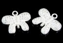 Link, ribbon, crystals, 925 silver, 13mm  - x1