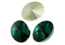 Swarovski, fancy oval, emerald, 14x10.5mm - x2
