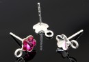 Earring findings, bar, 925 silver, rivoli Swarovski flower 6mm - x1pair