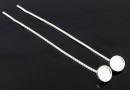 Earring findings, chain, 925 silver, pearl cabochon 6mm - x1pair