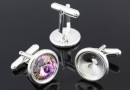 Cufflink base, 925 silver, for rivoli 10mm - x1 pair