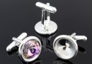 Cufflink base, 925 silver, for rivoli 12mm - x1 pair