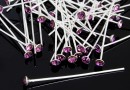 Headpin, Swarovski crystal, amethyst, 925 silver, 40mm - x1