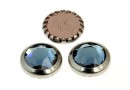 Swarovski, crystal cabochon hotfix, rhodium-plated, denim blue, SS34 - x4