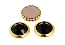 Swarovski, crystal cabochon hotfix, gold-plated, jet, SS34 - x4