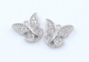 Link, butterfly crystals, rhodium-plated 925 silver, 9mm - x1