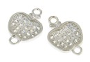 Link, forbidden fruit, crystals, rhodium-plated 925 silver, 14mm - x1