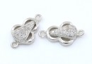 Link cu cristale, argint 925 placat cu rodiu, 13.5mm - x1