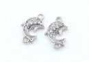 Link, dolphin crystals, rhodium-plated 925 silver, 10mm - x1