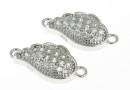 Link, petal crystals, rhodium-plated 925 silver, 13mm - x1