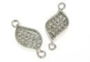 Link, petal crystals, rhodium-plated 925 silver, 15mm - x1