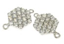 Honeycomb link, 925 silver rhodium plated, 13.5mm - x1