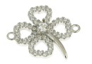 Link, clover, rhodium-plated 925 silver, 18.5mm - x1
