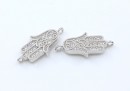 Link, Fatima's hand, rhodium-plated 925 silver, 17mm - x1