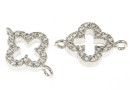 Link, clover, rhodium-plated 925 silver, 14x10mm - x1
