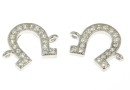 Link, horseshoe, rhodium-plated 925 silver, 10mm - x1