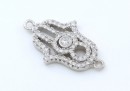 Link, Fatima's hand, rhodium-plated 925 silver, 20.5mm - x1